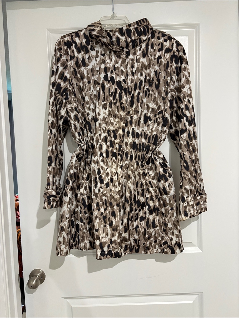 Alfani Women's Leopard Print Utility Jacket in Brown and Black